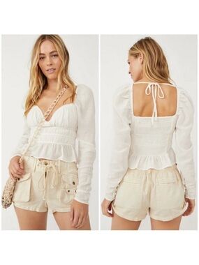 free people white cotton long sleeve